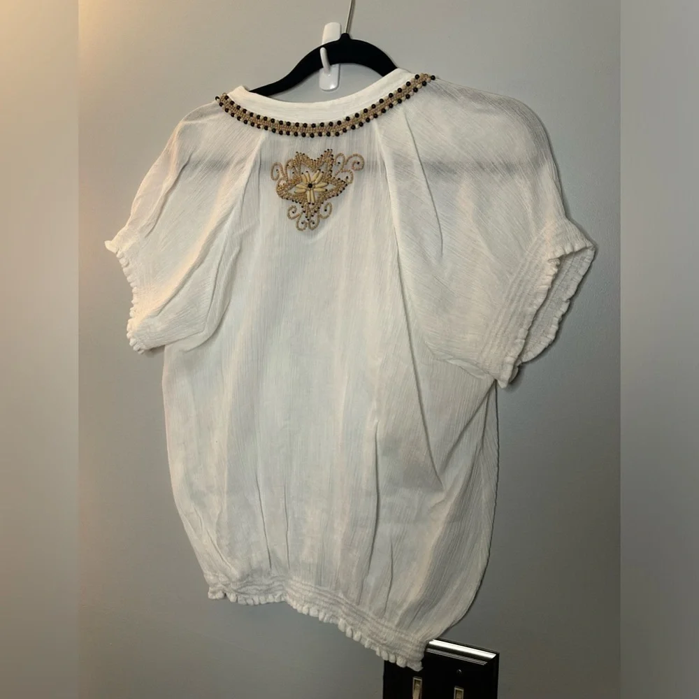 Short sleeve beaded top by vintage Havana size medium beach vibes - Picture 2 of 4